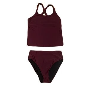 Title Nine Real Deal Tankini Bikini in Maroon, size Medium